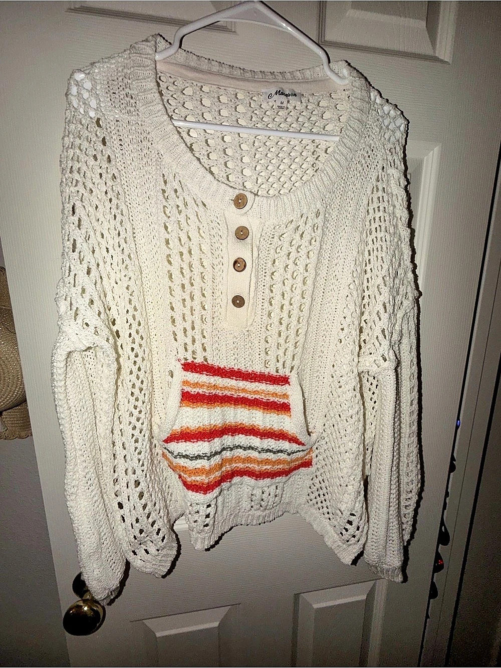 Macaron Crochet Knit Striped Sweater Size Medium